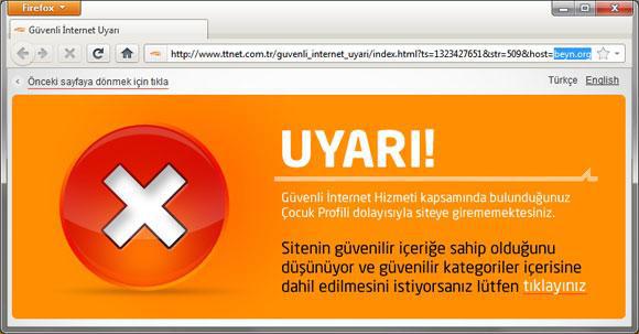 Beyn, Güvenli İnternet filtresine takıldı!