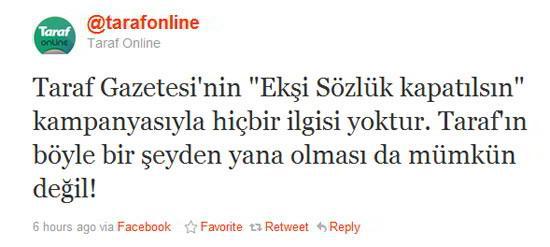 Taraf'ın Twitter açıklaması Taraf'ın Twitter açıklaması